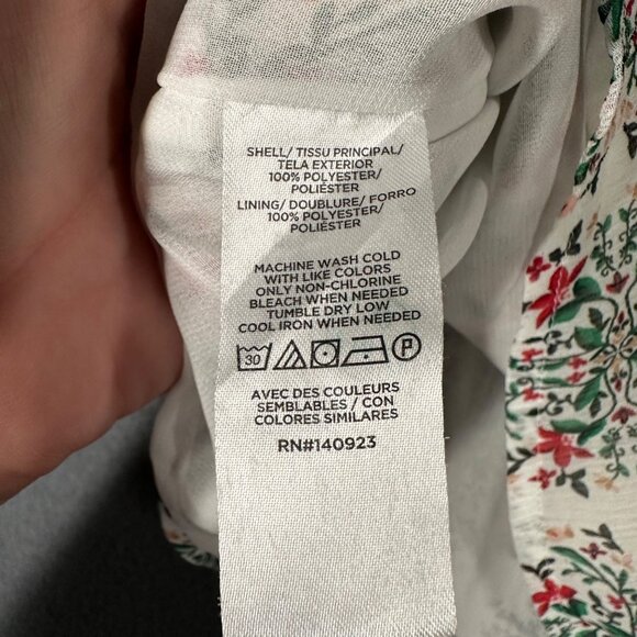 LOFT Womens LP White Split Neck Short Flutter Sleeve Pullover Chiffon Blouse - Picture 5 of 7